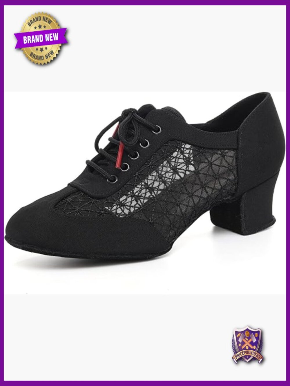 Women's Latin Dance Shoes Lace-up Closed Toe Practice Heels